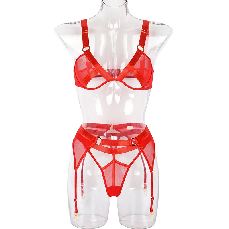 المثيرة الإناث الملابس الداخلية مثير النساء الفاخرة مصمم الملابس الداخلية شبكة انظر من خلال ثونغ وحمالة الصدر مثير الجوف خارج مجموعة الملابس الداخلية الأربطة