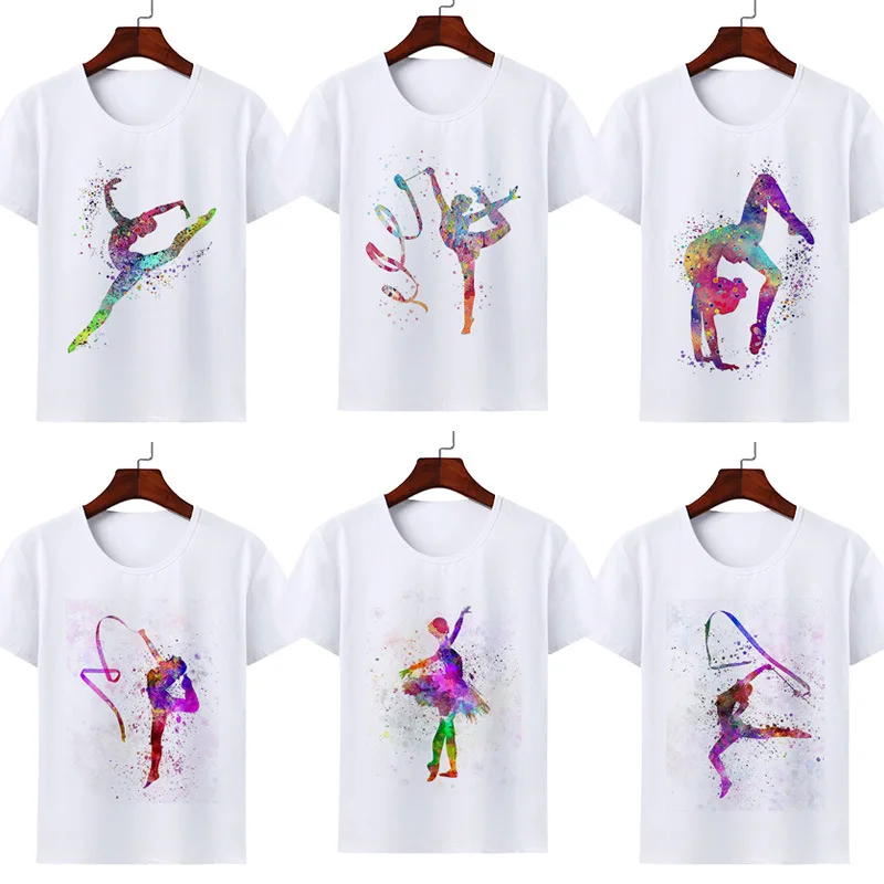 Love Art Ballet Cartoon Meisje Kinderen T-Shirt Zomer Ronde Hals Met Korte Mouwen Top Familie Kleding Kinderen Kleding