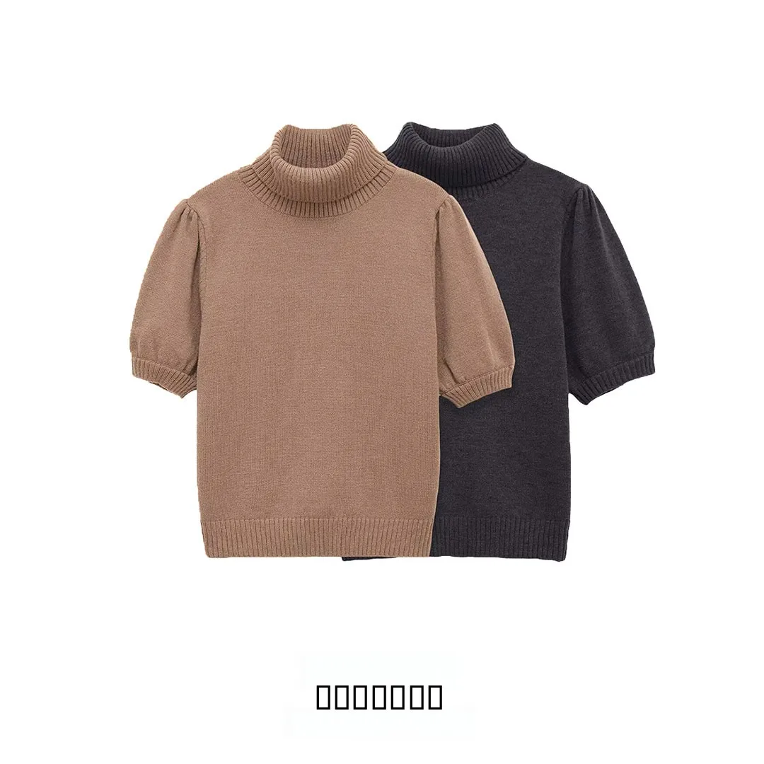 

KASLEAD New Women's Faionable Bubble ort Sve Knitted Top Versatile Polyester Fiber High Collar Overhead Winter 2025