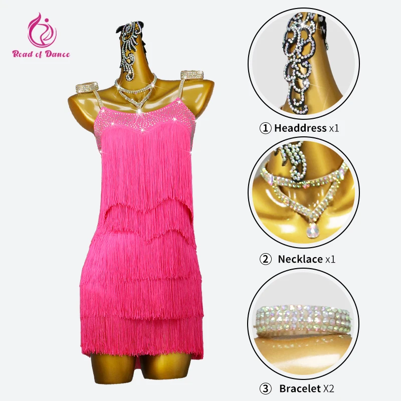 Latin Dance Fringed Skirt Wear Competition Dresses Sexy Womens Elegant Kids Practice Clothes Sexy Dancewear Parties Evening Suit