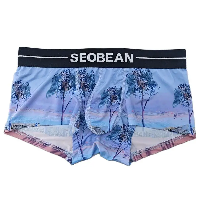 Sexy Men\'s Underwear Boxers Hombre SEOBEAN Men\'s Panties Ice Silk Calzoncillos Hombre Breathable Boxer Summer Underpants