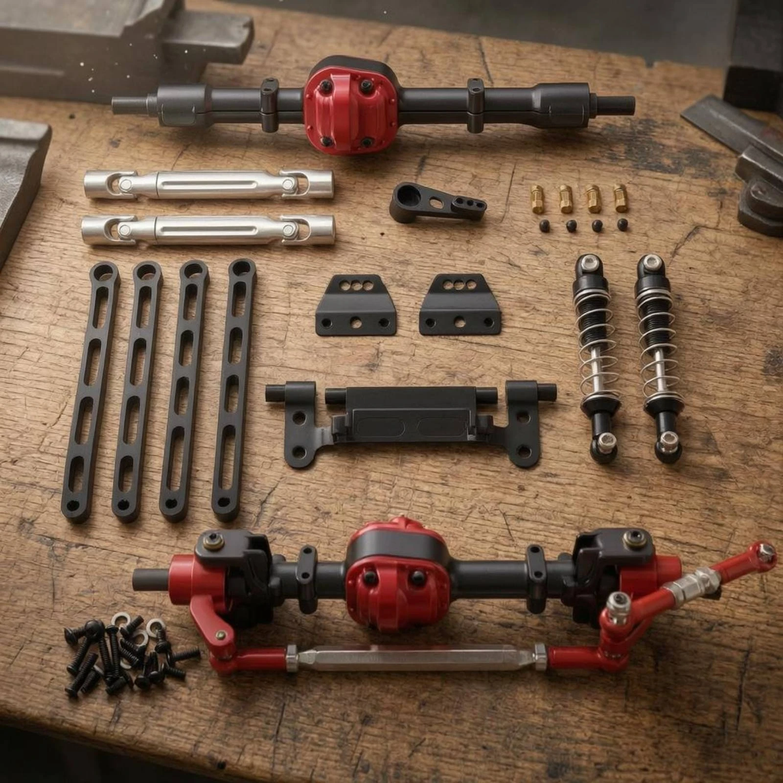 Shock Absorber Rc - CNC加工済みアクスルアップグレード、陽極酸化処理済みアルミニウム合金アクスルアセンブリ、RC車両部品、ドライブシャフト