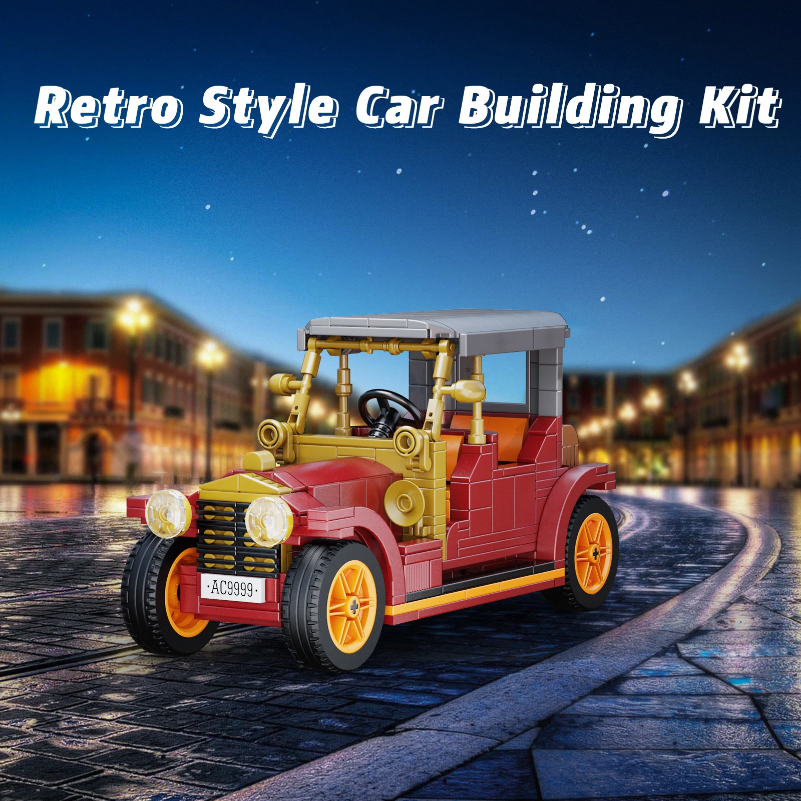 441PCS Vintage Cars Building Blocks Classic Motorcar High-Tech Retro Vehicle Model Kit Bricks Gifts for Kids Adults