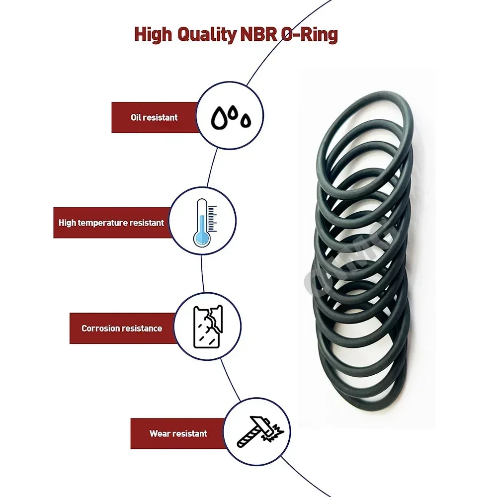 NBR O-Ring Sealing Gasket Kit Oil Resistant Universal Hydraulic Plumbing Washer Seal for Car Plumbing Automotive Faucet Repair