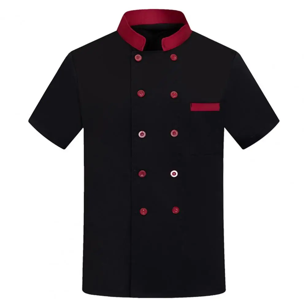 Unisex Double Breasted Chef Uniforme com Suporte, Malha respirável Voltar, Chef Jacket para Hotel e Cozinha, Cook Shirt