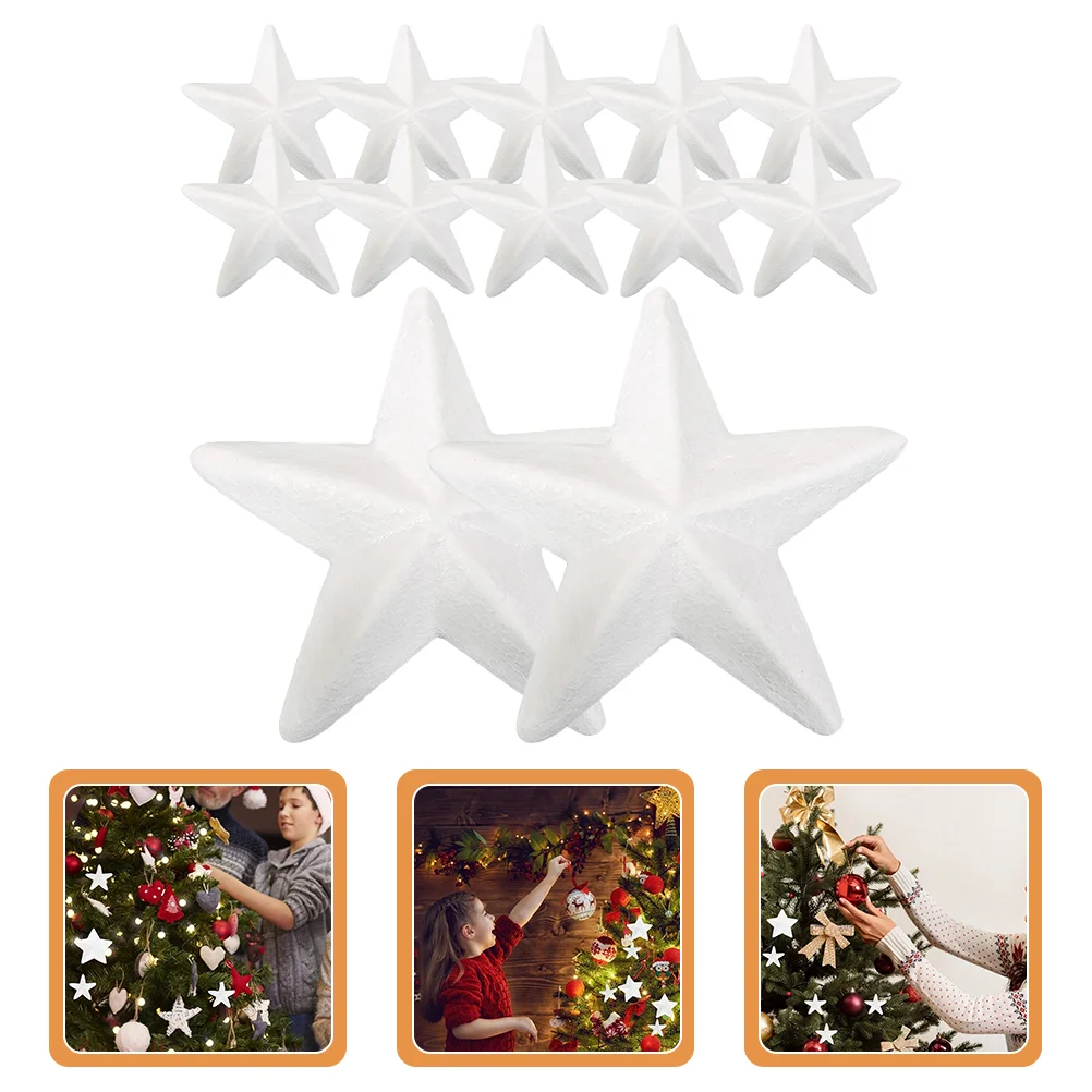 

12 Pcs Foam Pentagram Christmas Stars for Crafting Balls Blank Holiday Party Decor Tree Child Decorating