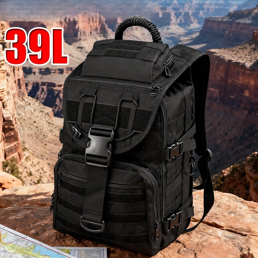 Mochila de viaje de 39 litros, de gran capacidad, multiusos, resistente y adecuada para senderismo, con tejido de malla transpirable, hebillas de cierre y sistema de ajuste de carga. Ideal para viajes, senderismo y desplazamientos urbanos.