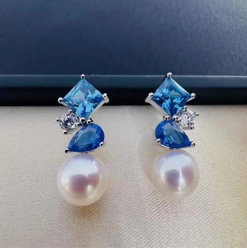 

gorgeous pair of 9-10mm 10-11mm round south sea white pearl earring 925s