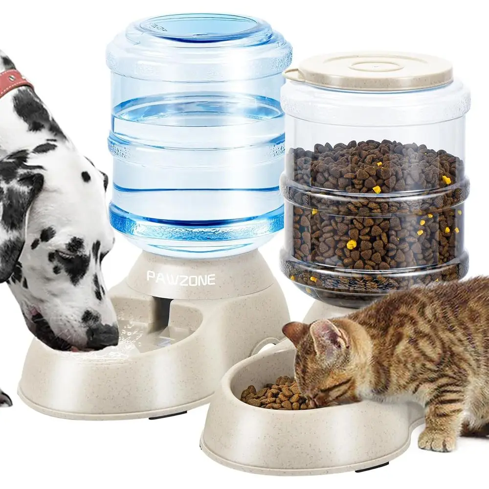 

2 Pack Automatic Cat eeder and Water Dispenser in Set Pet ood Bowl or Small Medium Dog Pets Puppy Kitten Big acity 1 Gallon x 2