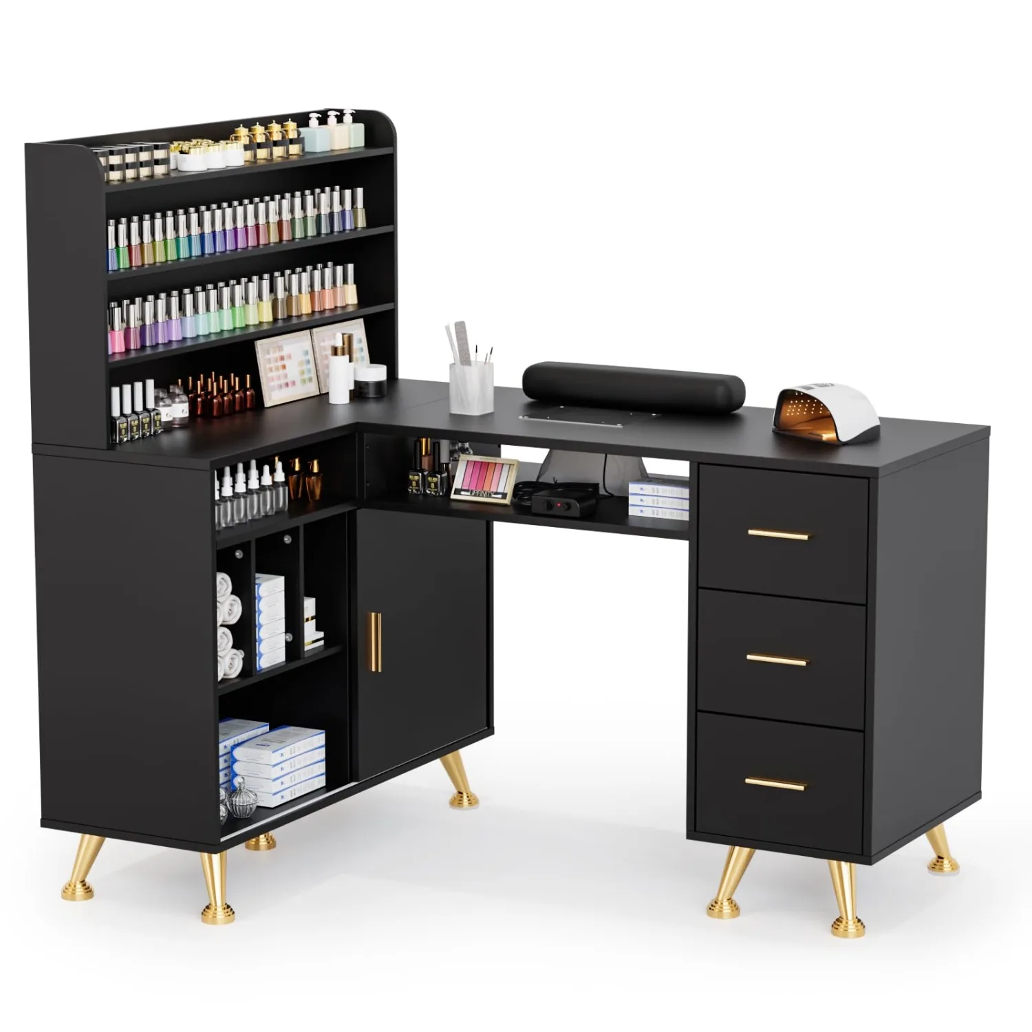 L Shaped Manicure Table with Dust Collector, 52