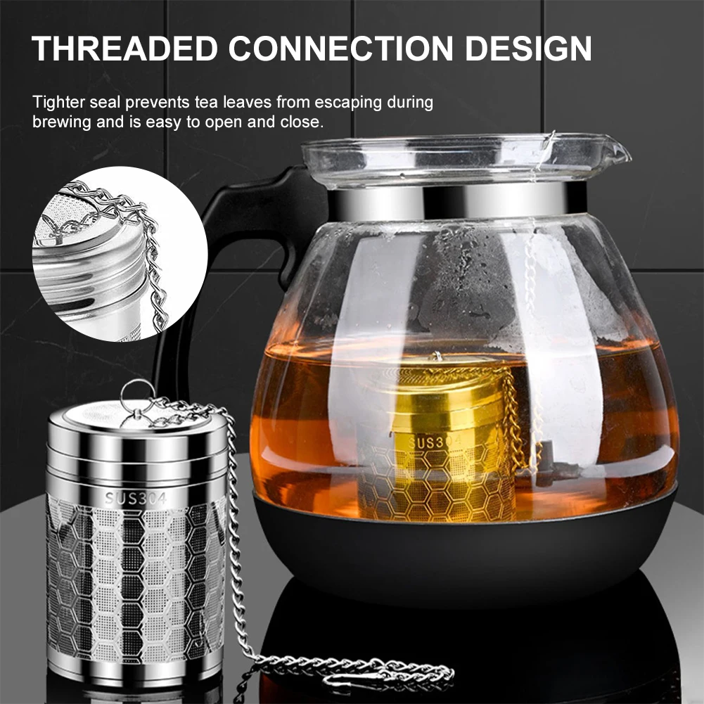 Stainless Steel Tea Leaf Infuser Strainer Spice Herbal Teapot Reusable Mesh Filter with Chain Hook Home Kitchen Accessories