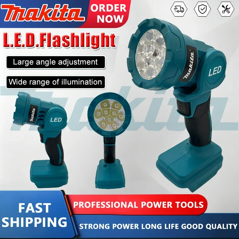 

Аккумуляторный светодиодный рабочий фонарь Makita, перезаряжаемый фонарик, 18В, электроинструмент для внутреннего и наружного использования, ночной прожектор