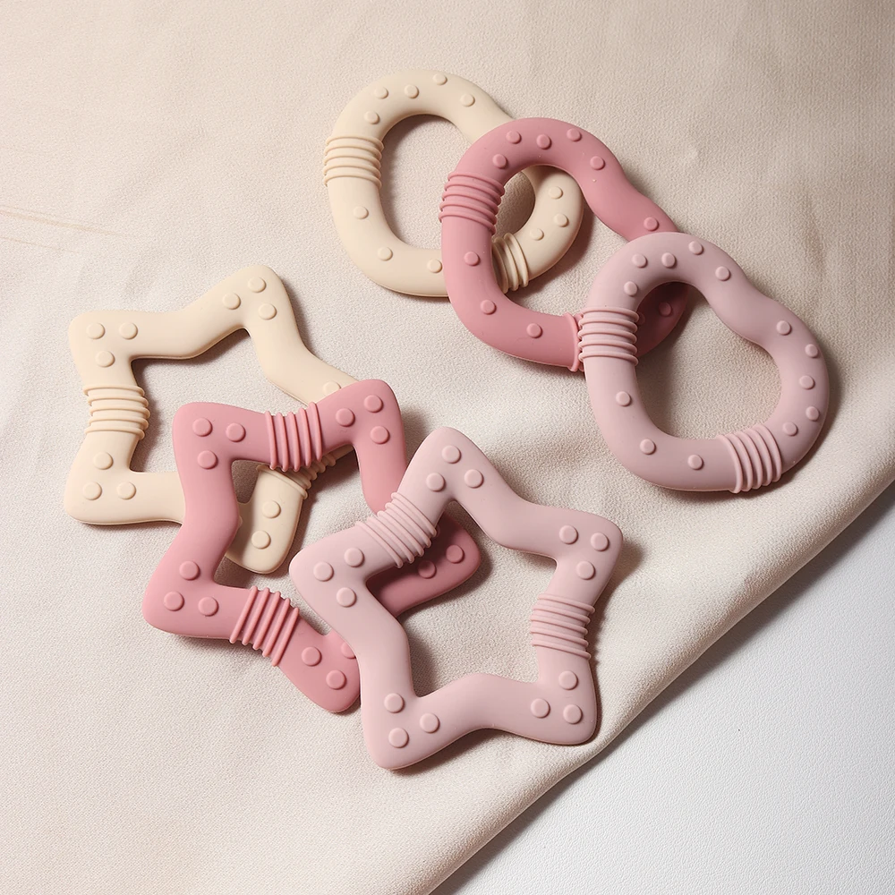 2024 new star & heart silicone teether, baby teething toy 6