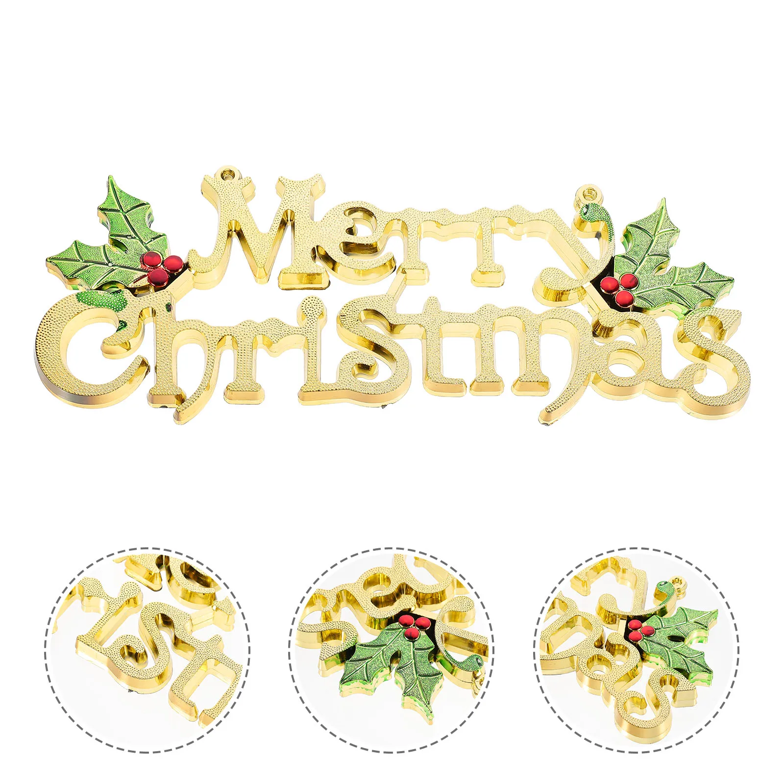 

2Pcs Gold Festival Hanging Adornment Hanging Christmas Sign Decorations Festive Plastic naments for Home Garden Xmas Tree