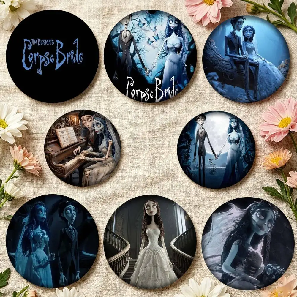 C-Corpse Bride 25 32 44 58 75mm Badges Personalized Round Brooches Pins Accessory Gift