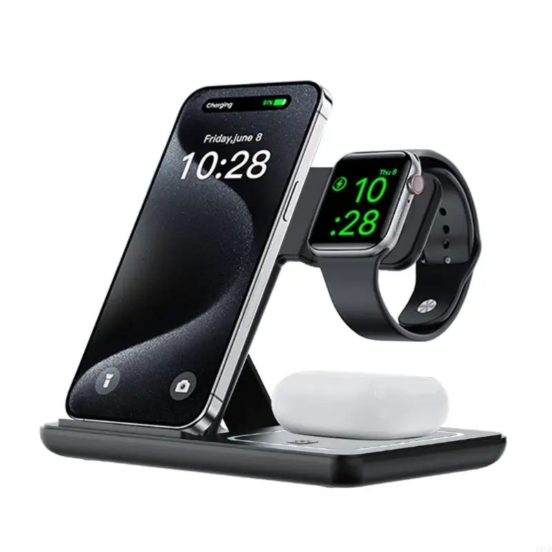 3 in 1 Wireless Charging Desk Stand Space Saving For S24 S23 Watch Earphone