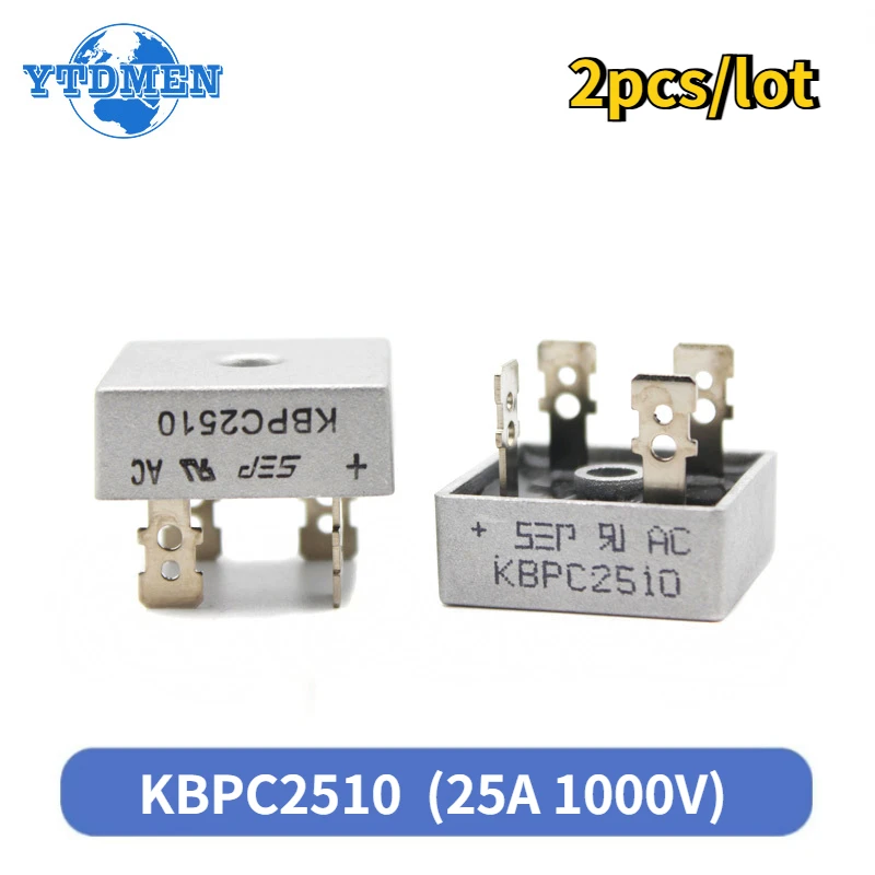 2pcs KBPC2510 Diode Bridge Rectifier 25A 1000V Rectifiers Electronic Component