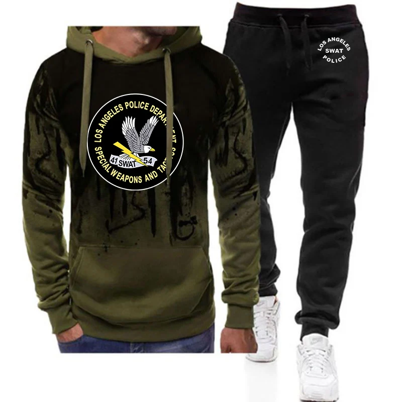 

SWAT Department Tv Series SECURITY INVESTIGATION Spring And Autumn Man's Gradient Color Hoodies+Leisure Sports Long Pants Suits
