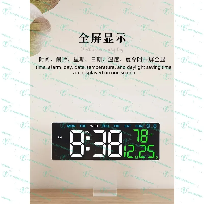 Desk Clock - USB Charging Port, Dual Display in Sleek Black Case - view 4