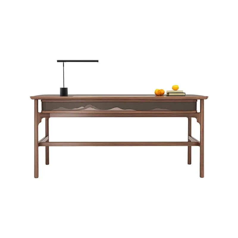 

Black walnut, desk, light luxury, new Chinese style, solid wood, office, double, computer