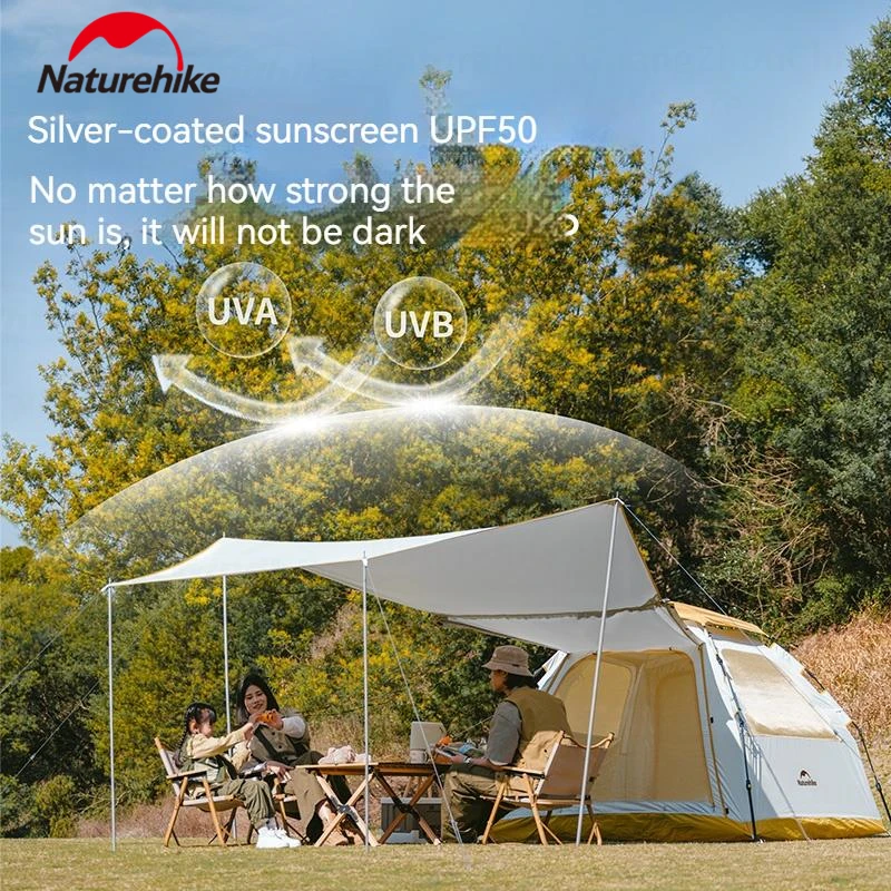 Naturehike Ango ES60 Automatic Tent Quick Open 150D Silver Coated Portable Camping Picnic Family Tent Waterproof One Touch Tent