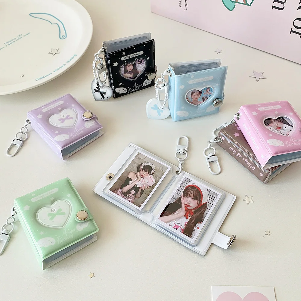 Kpop Fashion Mini Love Wings 2-in Photo Album Cute Girl Backpack Decorative Pendant Keychain Card Holder Polaroid Card Bag Gifts - view 6