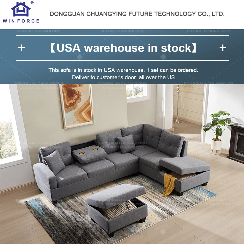 Winforce Brand New Muebles De Sala Velvet Divano Letto Nordic Furniture Corner Sofa