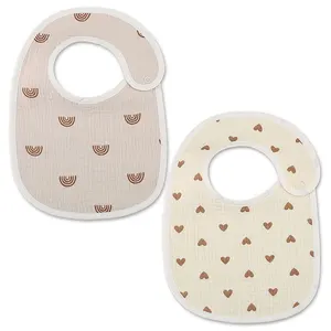 Waterproof cotton bibs for the boy and girl baby, 4 stations bibs, newborn, soft belch cloth for breastfeeding, 2 parts 6 Main Sales Kit Recem Born - №4