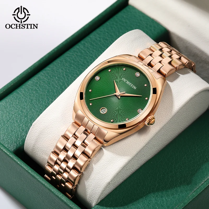 OCHSTIN Women Minimalist Quartz Wristwatch Classic Compact Stainless Steel Band Waterproof Ladies Daily Wear Watch Reloj