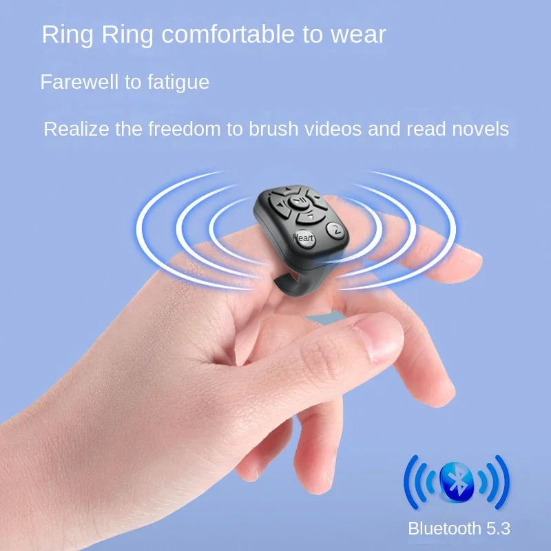Ring Style telecomando Mobile Page Turner Bluletooth V5.3 registrazione Video telecomando 7 tasti Compact Fingertip Controller Selfie