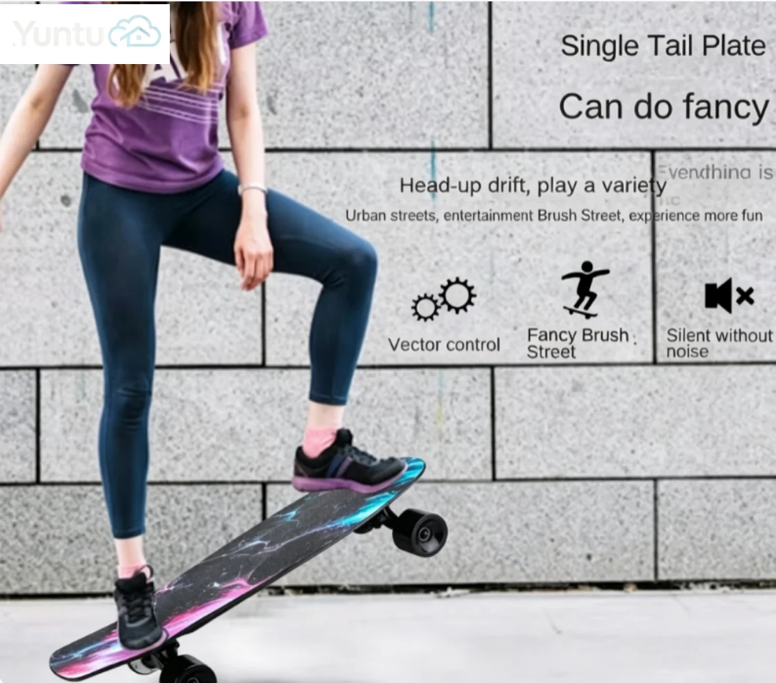 Factory Wholesale Plastic Small Fish Plate Design Four-Wheel Waterproof Electric Skateboard for Adults Remote Control 60kg Load