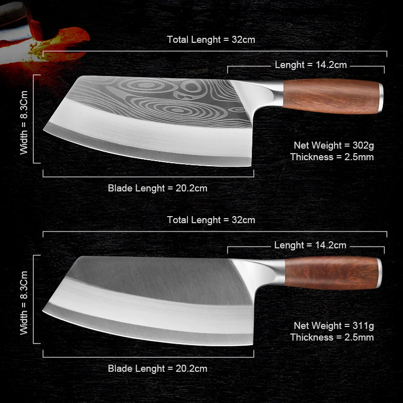 XITUO 5CR15 Stainless Steel Meat Cleaver Chopping Butcher Knife Cutter High Carbon Nakiri kiritsuke Slicing knife for Kitchen