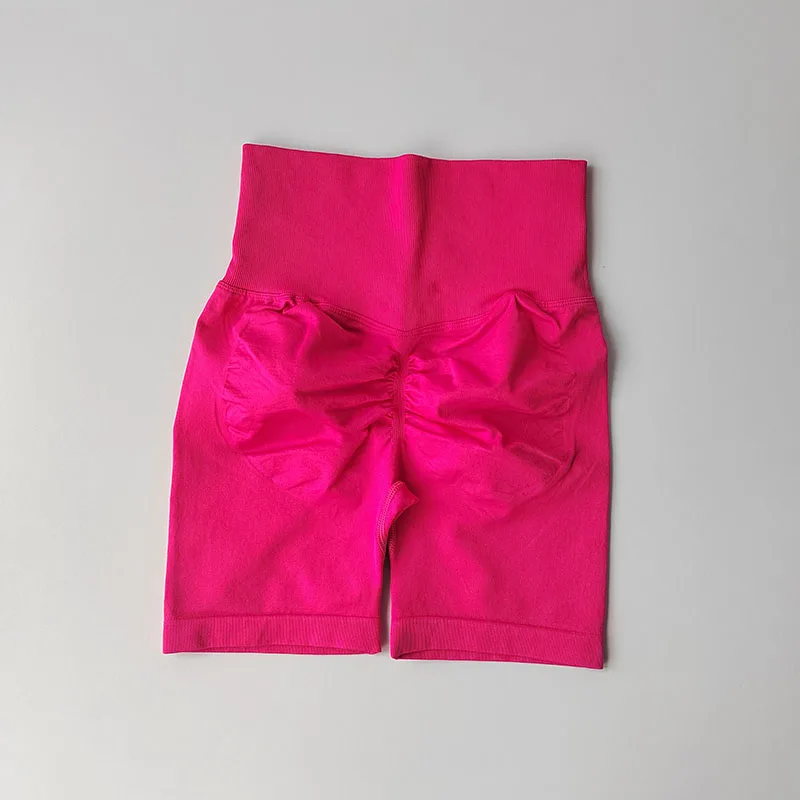 Pfirsichfarbene Fitness-Shorts mit hoher Taille, schnelltrocknend, atmungsaktiv, für das Training, Po-Lifting, eng anliegende Sport-Yoga-Dreiviertelhose – Detail 19