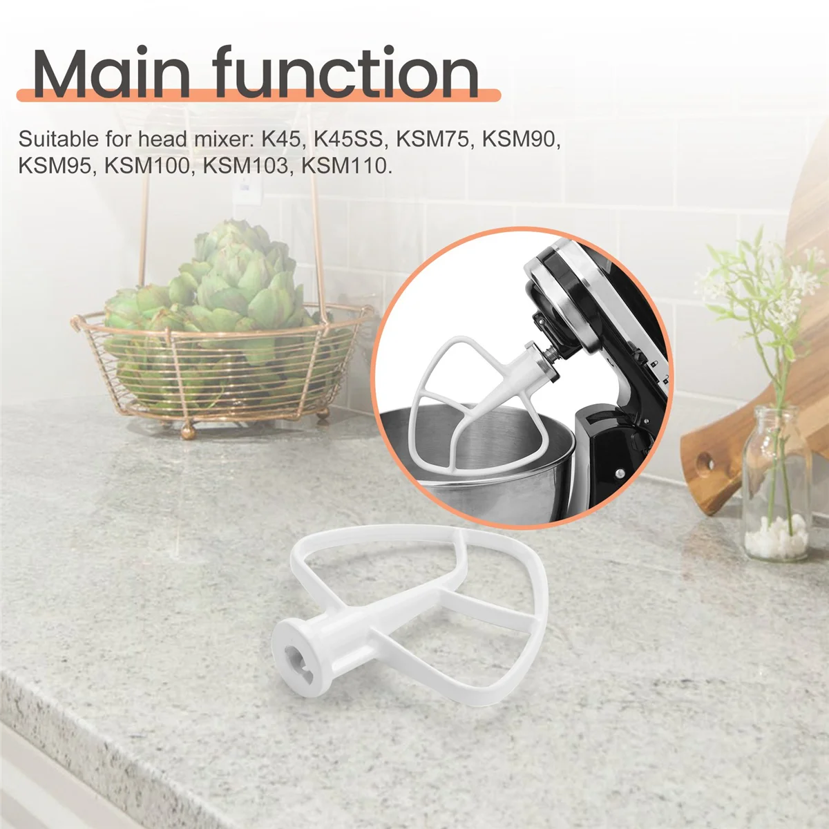 New A26P For KA Mixing Head Flat Beater K45B Mixer Flat Beater Attachment for 4.5-5 Quart Tilt-Head Stand Mixers