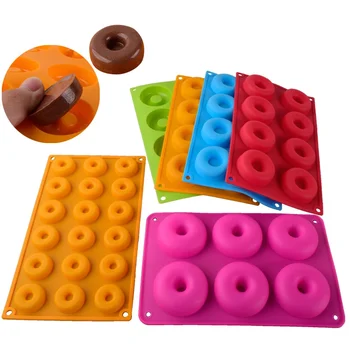 Molde de silicona con 6/8/18 cavidades para rosquillas, molde para hornear Pan, pastelería, bandeja para hornear DIY, herramientas para hacer rosquillas y postres