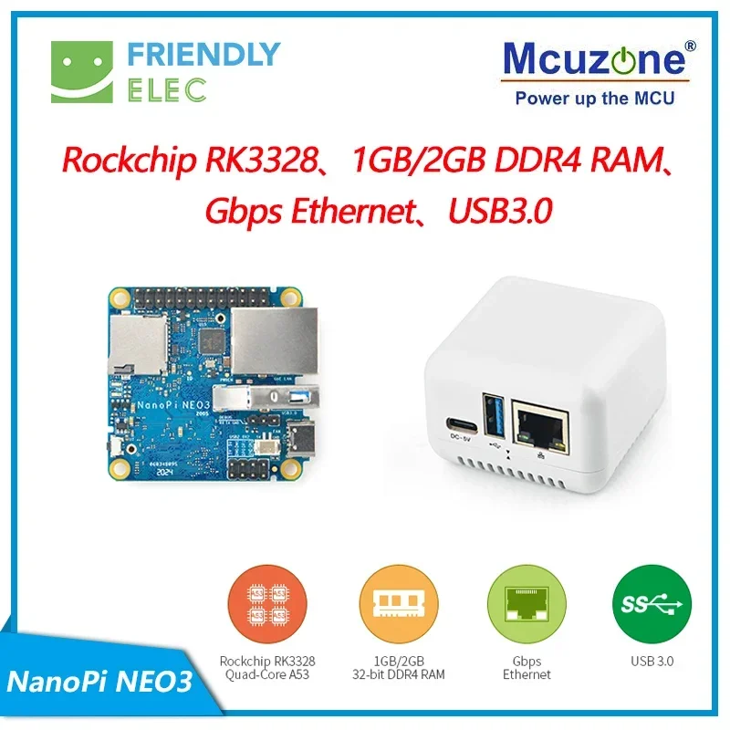 

FriendlyElec NanoPi NEO3 1 ГБ/2 ГБ DDR4 RK3328 Cortex A53 64-bi поддержка Ubuntu NEO2