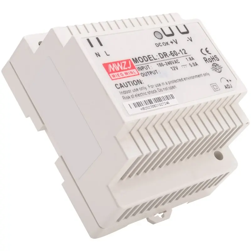 M07K-10X DR-60-12 Transformer 12 Volt 5 Amp Industrial Din Rail Power Supply 220V Ac To 12V Dc Power Supply(12V)