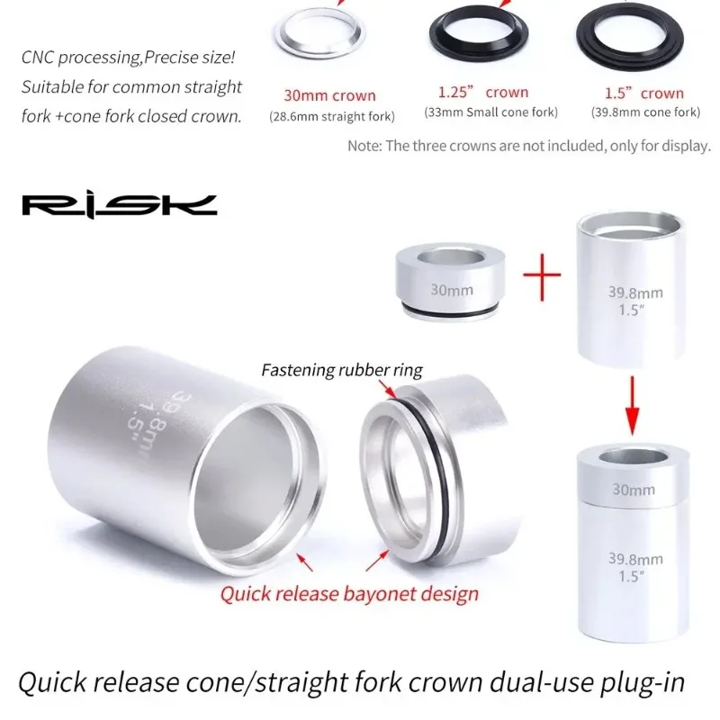 1Set Bicycle Front Fork Crown Installation Tool Bike Headset Race Tool Anti- Slip Setting System Extension for 28.6mm 1.5 1.25 F view 2