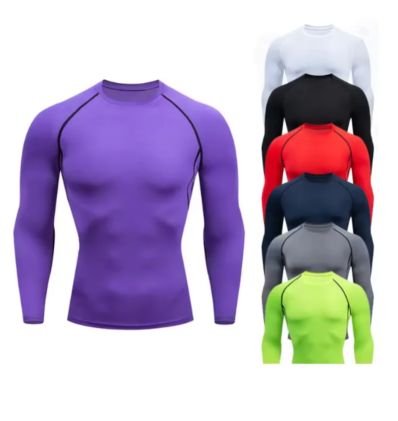 

Compression Shirts Men's Rashguard Quick Dry Gym Fitness Shirts Spring Beach Surfing Athletic Sport Running Workout Tops Tees
