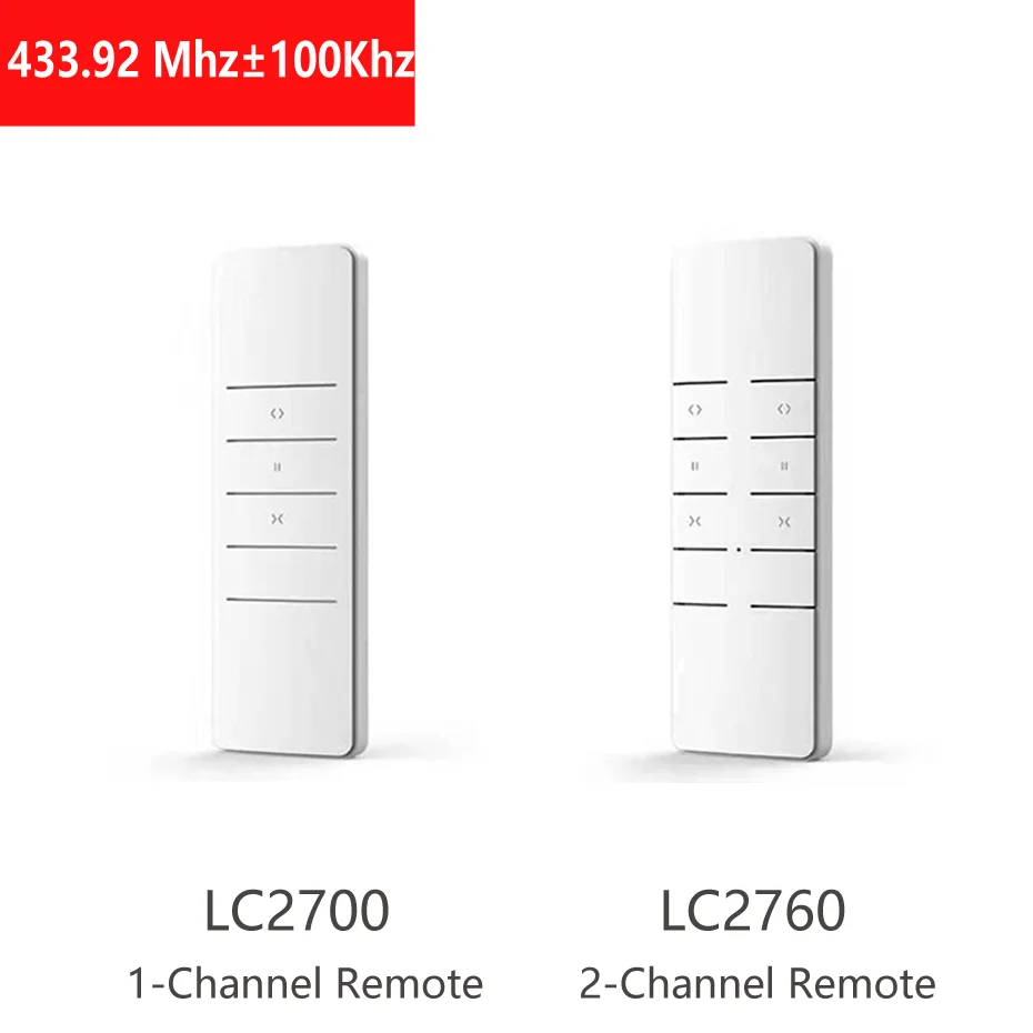 RF433 Remote Controller LC2700/LC2760 for Dooya Electric Curtain Motor KT320/DT52/KT82TN/DT360, Single/Double Channel Remote