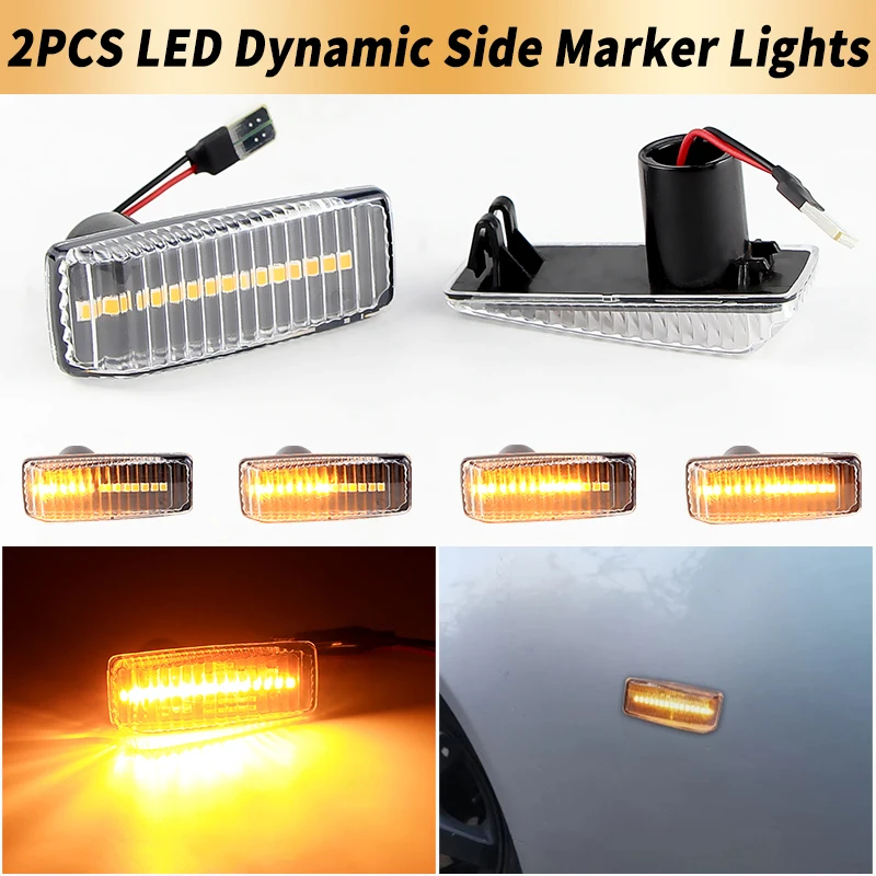 2PCS LED Side Marker Lights Canbus For Mercedes-Benz W201 82-93 W202 93-01 W124 84-93 W140 91-98 R129 89-01 Turn Signal Lamps