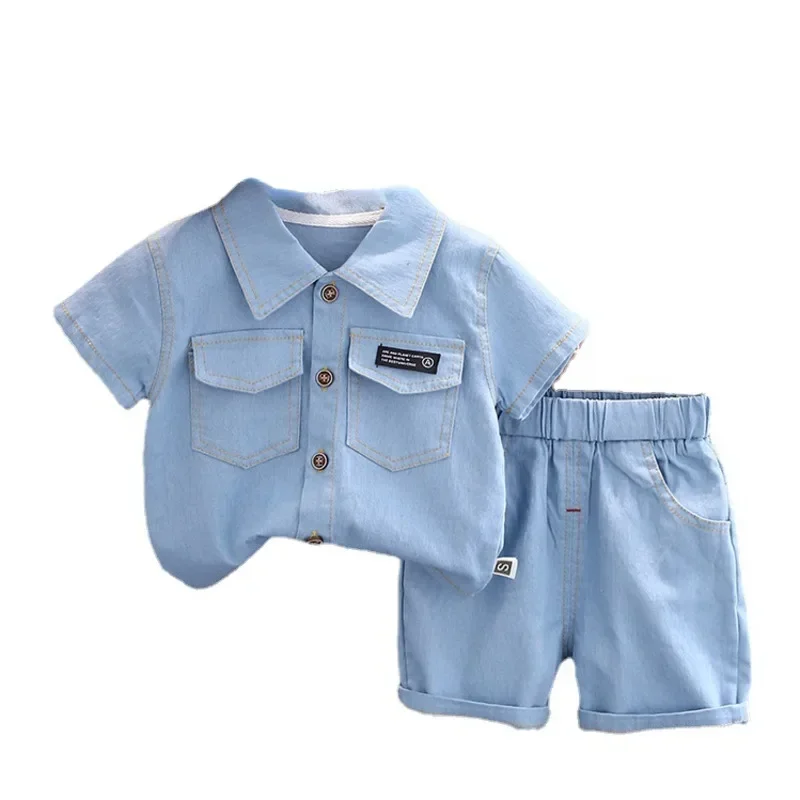 Nieuwe Zomer Baby Jongens Kleding Pak Kinderen Solid Shirt Shorts 2 stks/sets Peuter Casual Kostuum Baby Outfits Kids Trainingspakken