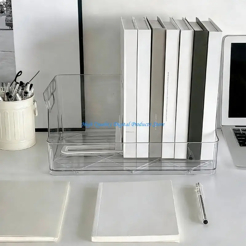 U2JE Space Saving Desk Book Organiser Clear Acrylic Bookend Heavy Duty Book Support