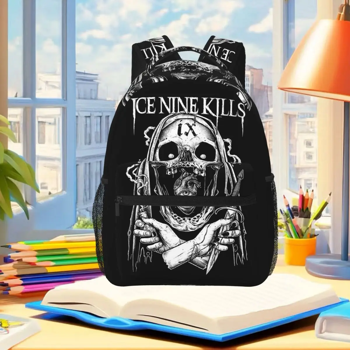 Michele Nolli Ice Nine Kills Backpack Student Boys Girls BookBag Children School Bag Laptop Shoulder Bags for Men Women