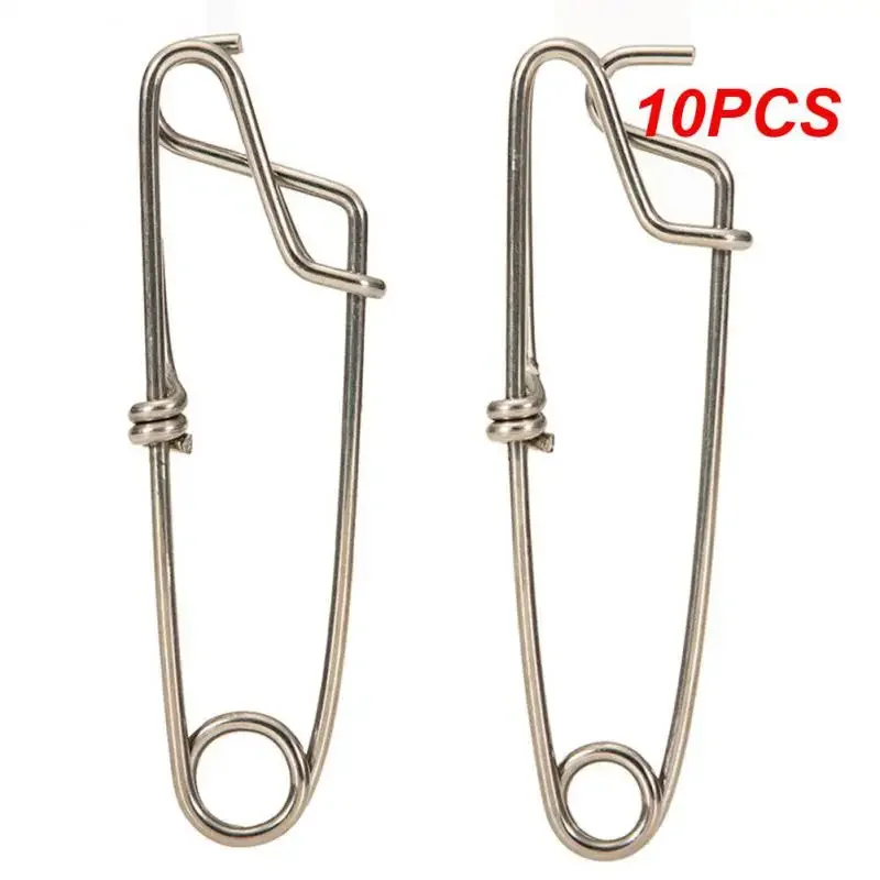 10PCS Long Line Clips Stainless Steel Hooked Snap Pin Longline Branch Hanger Tuna Fishing Connectors Tackle Accessories