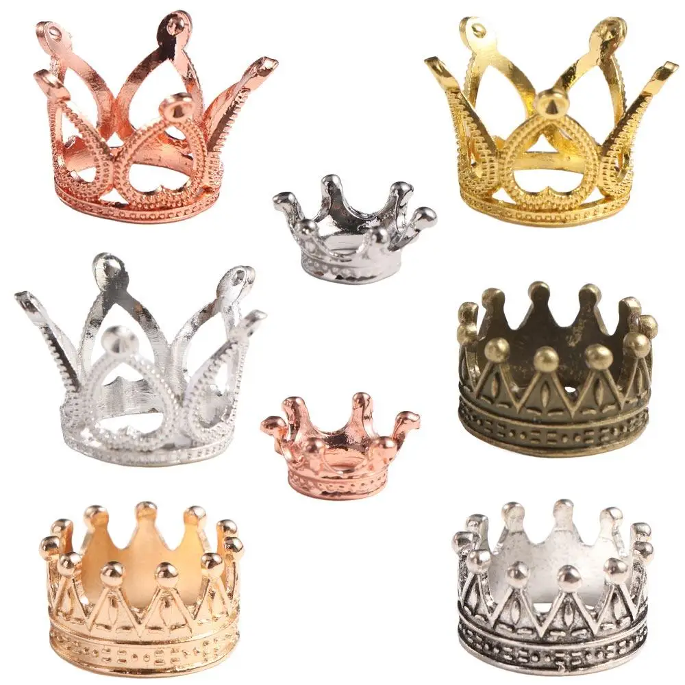 Model Toys Mini Metal Crown Model Ornaments Decorating Dollhouse Miniature Metal Crown Silver Golden Bronze