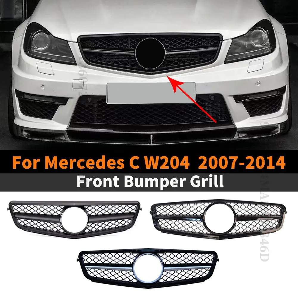 

Facelift Sport Front Hood Grille Racing Bumper Grill Sport For Mercedes Benz C class W204 C43 2007-2014 AMG Style Refit Upgrade