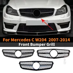 Facelift Sport Front Hood Grille Racing Bumper Grill Sport For Mercedes Benz C class W204 C43 2007-2014 AMG Style Refit Upgrade