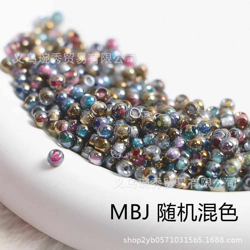 2mm/3mm/4mm 금색 염색 시리즈 반금색 그라데이션 7색 유리 구슬 수제 DIY 팔찌 목걸이 귀걸이