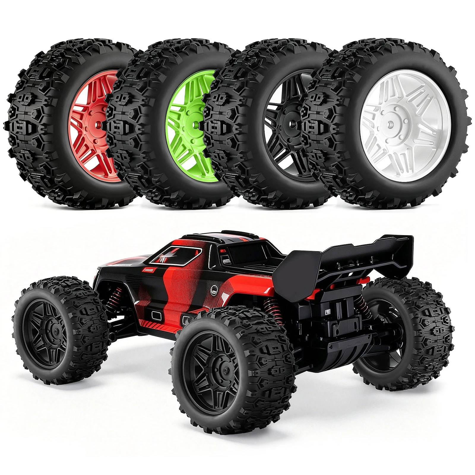 4pcs RC 90*45mm Wheels & Tire Set with 12mm Hex for 1/16 ARRMA Mini Kraton 3S BLX RC Truck Upgrade Parts Accessories